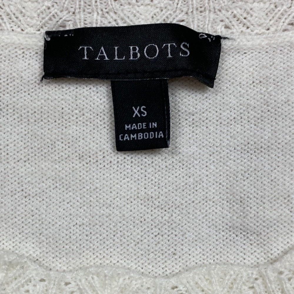 Talbots Puff Sleeve Sweater Womens XS Ivory Lace Trim Smocked Cuff Coquette‎ - Picture 6 of 9